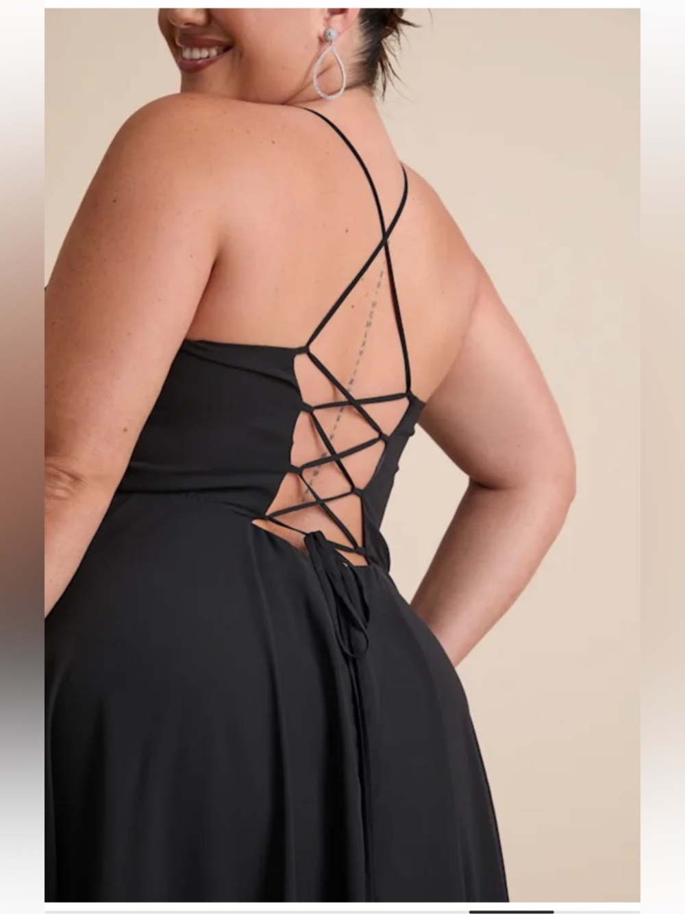 NWT Lulus Romantically Speaking Black Cowl Lace-Up Maxi Dress - Picture 6 of 11